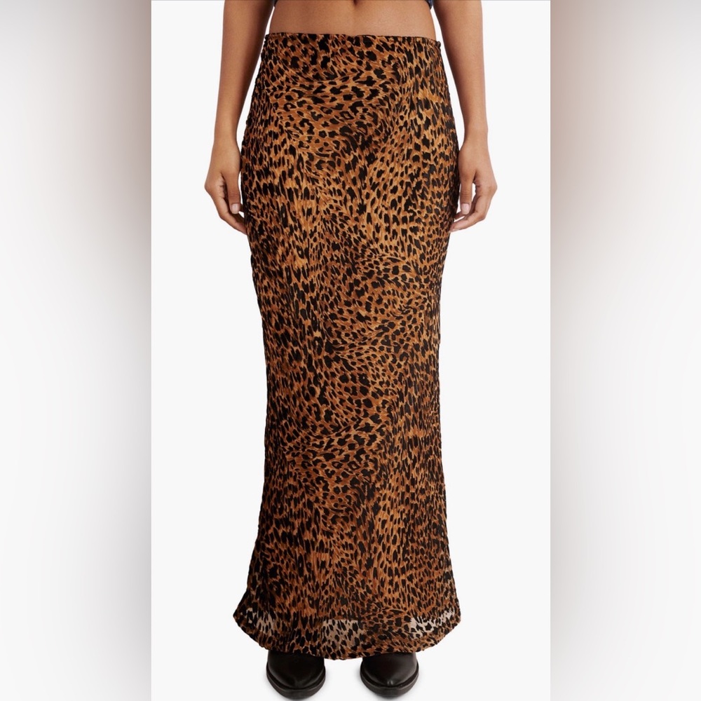Nasty Gal Leopard Print Maxi Skirt in Brown and Black NWT size Small - Picture 1 of 5